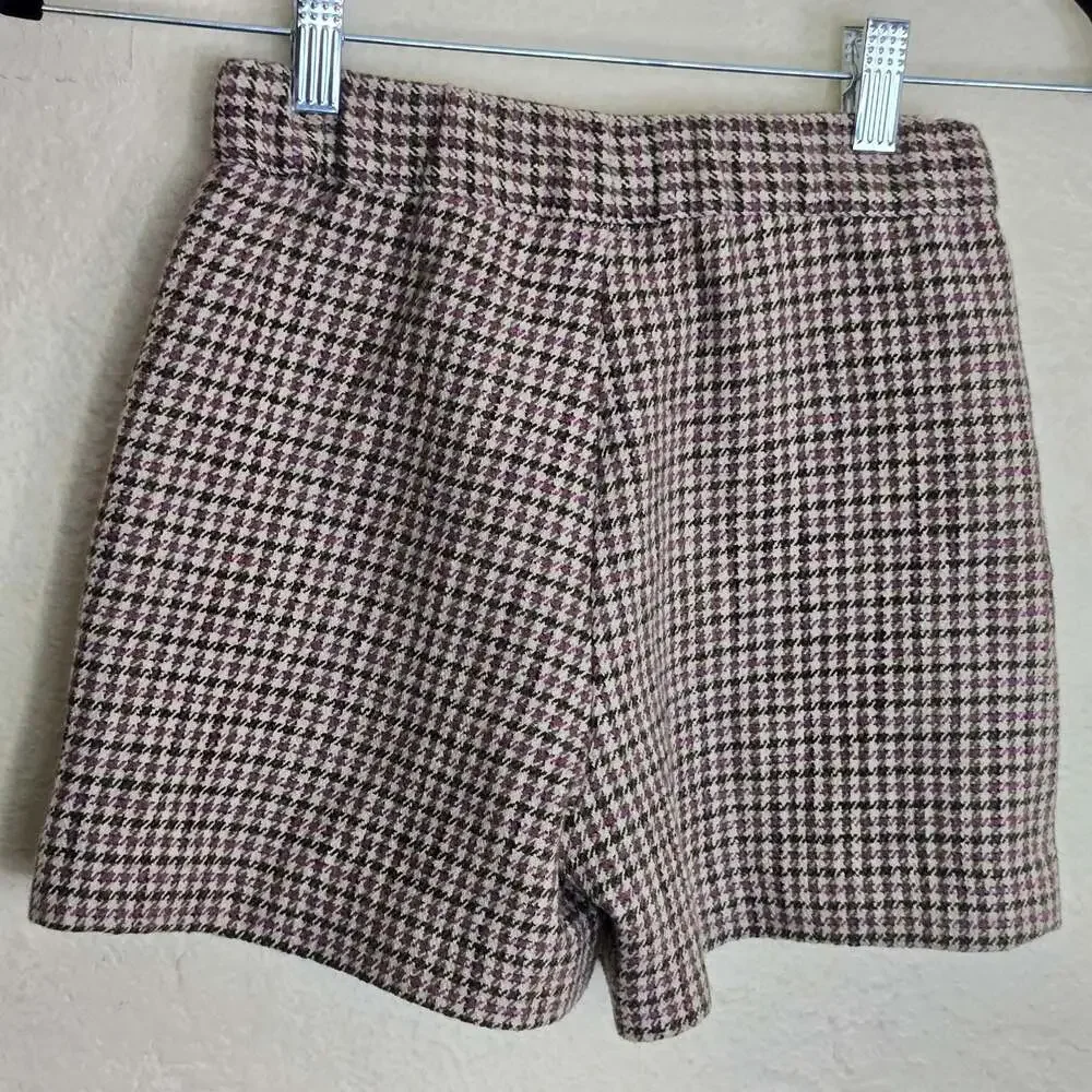 Bonpoint Girls Beige Wool Blend Houndstooth Shorts Child Size 10